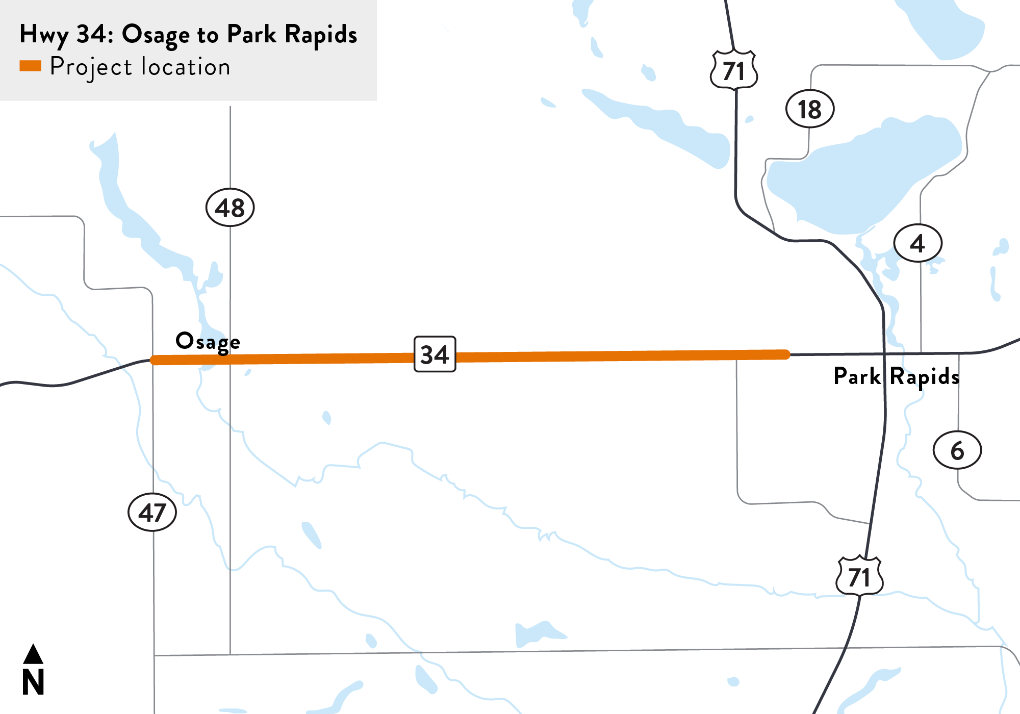 Highway 34 Osage to Park Rapids work zone